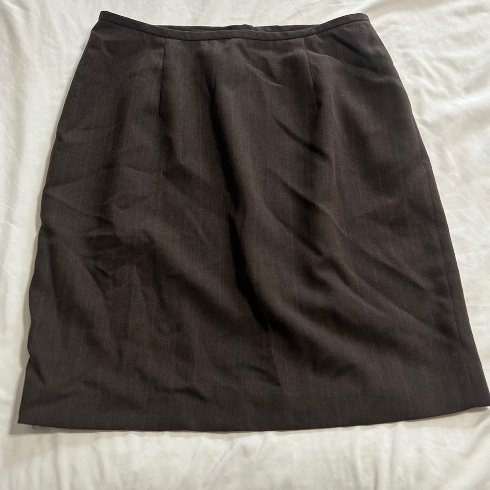 Ann Taylor Loft Womens Brown Pinstripe Pencil Skirt Size 8 Lined Career Wear